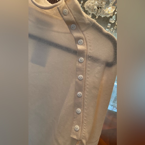 NEW KAREN THOMAS Wool/Cashmere Sweater In Ivory size L #S4520 - Picture 6 of 8